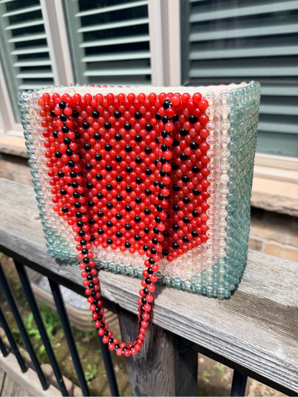 CYNTHIA ROWLEY Beaded Watermelon Novelty Medium Shoulder Tote Purse Like New